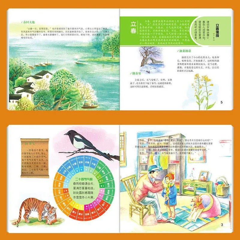 Detské obrázkové knihy, 24 solárne podmienky farebné vydanie, 8 tradičné festivaly a populárne vedecké knihy