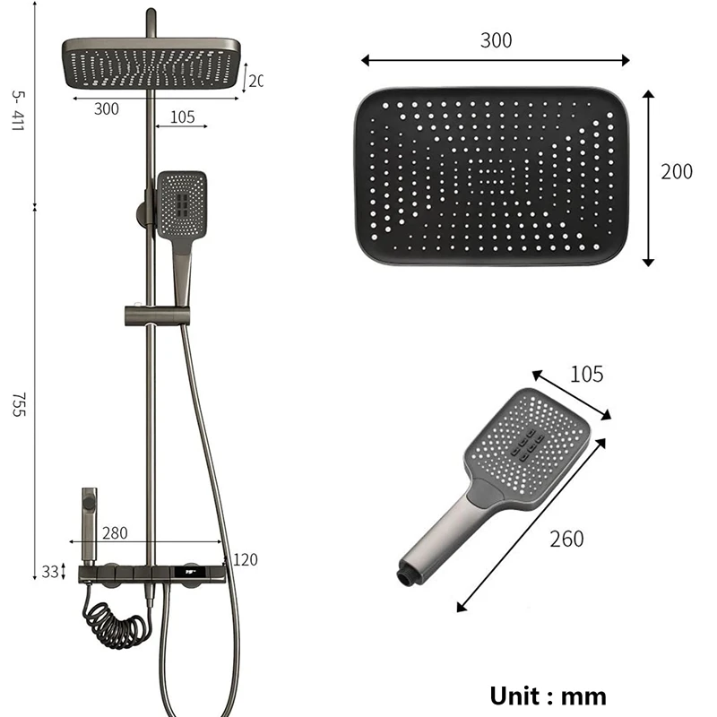 Digitálny Sprcha Set Kúpeľni Vaňa, Sprchovací Systém Dažďa Pod Tlakom Sprchové Súpravy Teplá Studená Sprcha Kohútik Inteligentné Sprcha