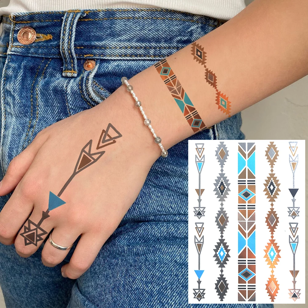 DIY Golden Line Viniča Dočasné Tetovanie Pre Ženy, Dospelých Realistické Henna Leaf Falošné Tetovanie Nálepka, 3D Vodotesné Rameno Tatoos