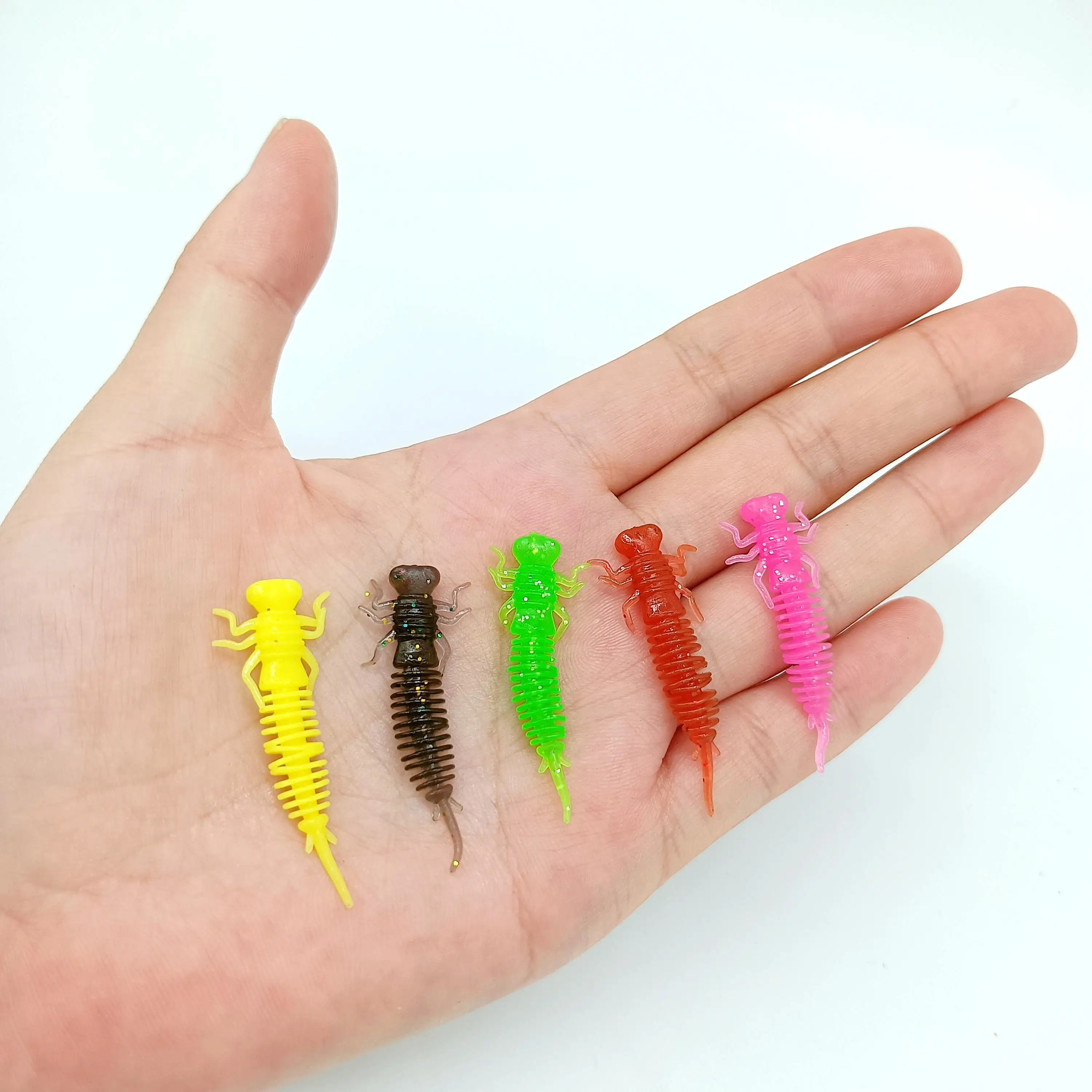 DUODUOYU 10PCS TPE Mini Mäkké Rybárske Návnad, 0.4 g/40 mm Umelé Červ Silikónové Basy Stávkovanie Návnad Bionic Návnadu Dragonfly Larva