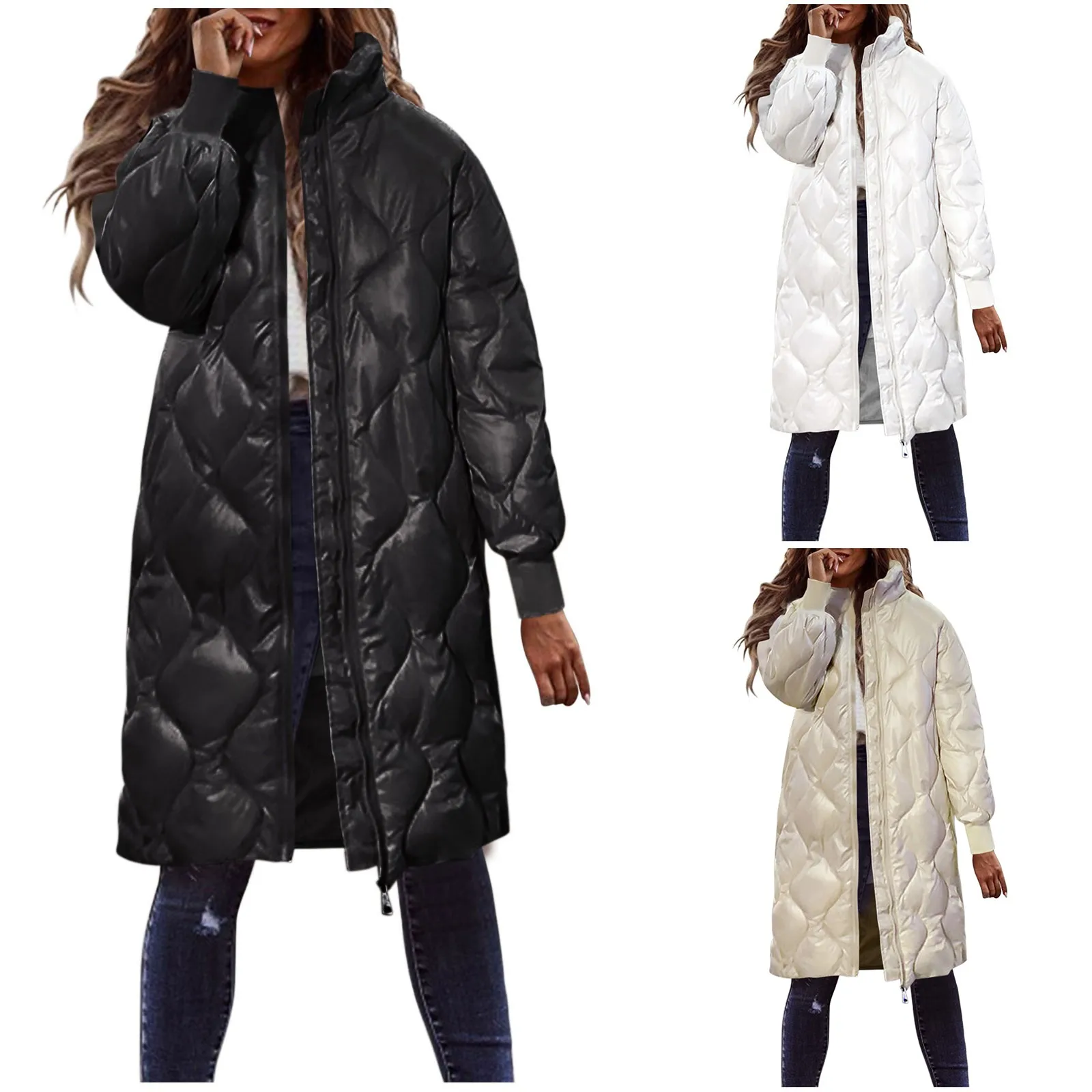 Dámske jednofarebné Kabát Bežné Dlhý Rukáv Teplý Zimný Kabát Zips s Kapucňou Dlho Mäkké, Módne Kabát Ženy Bunda Svetlo Zips
