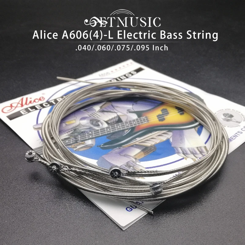 Elektrické Basy String Alice 4-string Set (040-095) Oceľové Jadro poniklovaná Zliatiny Rany - A606(4)-L Encordoamento