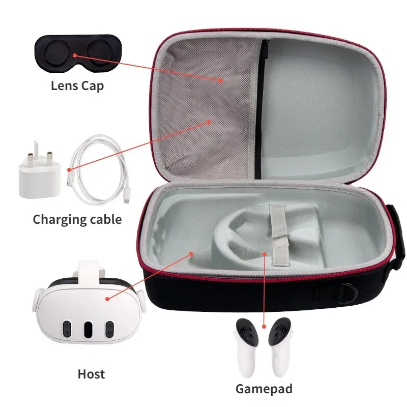 EVA Ochranné Box Prenosný VR Headset Radič Skladovanie Taška Shockproof Anti-Scratch s Ľan, Ochranný Kryt pre Meta Quest 3