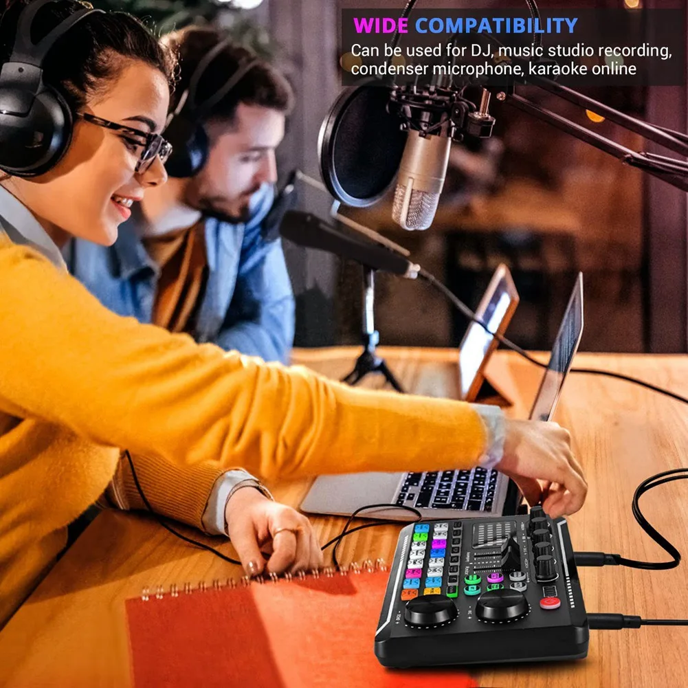 F998 Live Zvukové Karty Audio Mixer Podcast, Voice Changer pre Zvukové Efekty Rada pre Karaoke Mikrofón