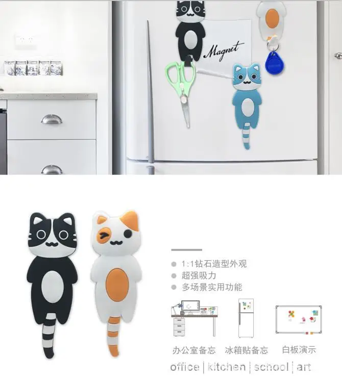 Farebné Mačka Magnetický Hák Tvorivé Cute Cat Dekorácie Magnetické Chladnička Nálepky Message Board Vymazateľné Pohodlné Magnet