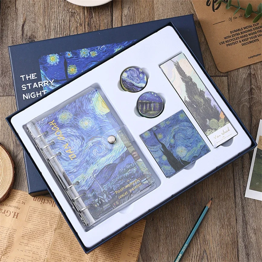 Gogh Washi Notebooky Sketchbook Pero Denník Van Notebook Vyhovovali Kancelárske Potreby Záložku Libretas Nálepky Nastaviť Pásky 2023 Fontána