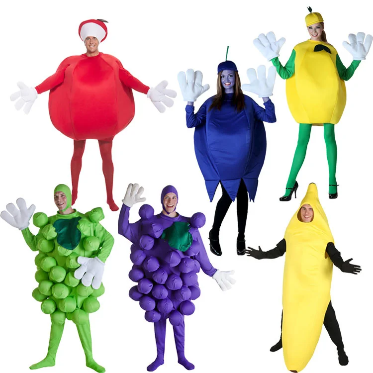 Halloween Nákupné Centrum Hrozna Citrón Čučoriedka, Apple, Banana Ovocie Cosplay Kostým Pre Dospelých Obliekanie