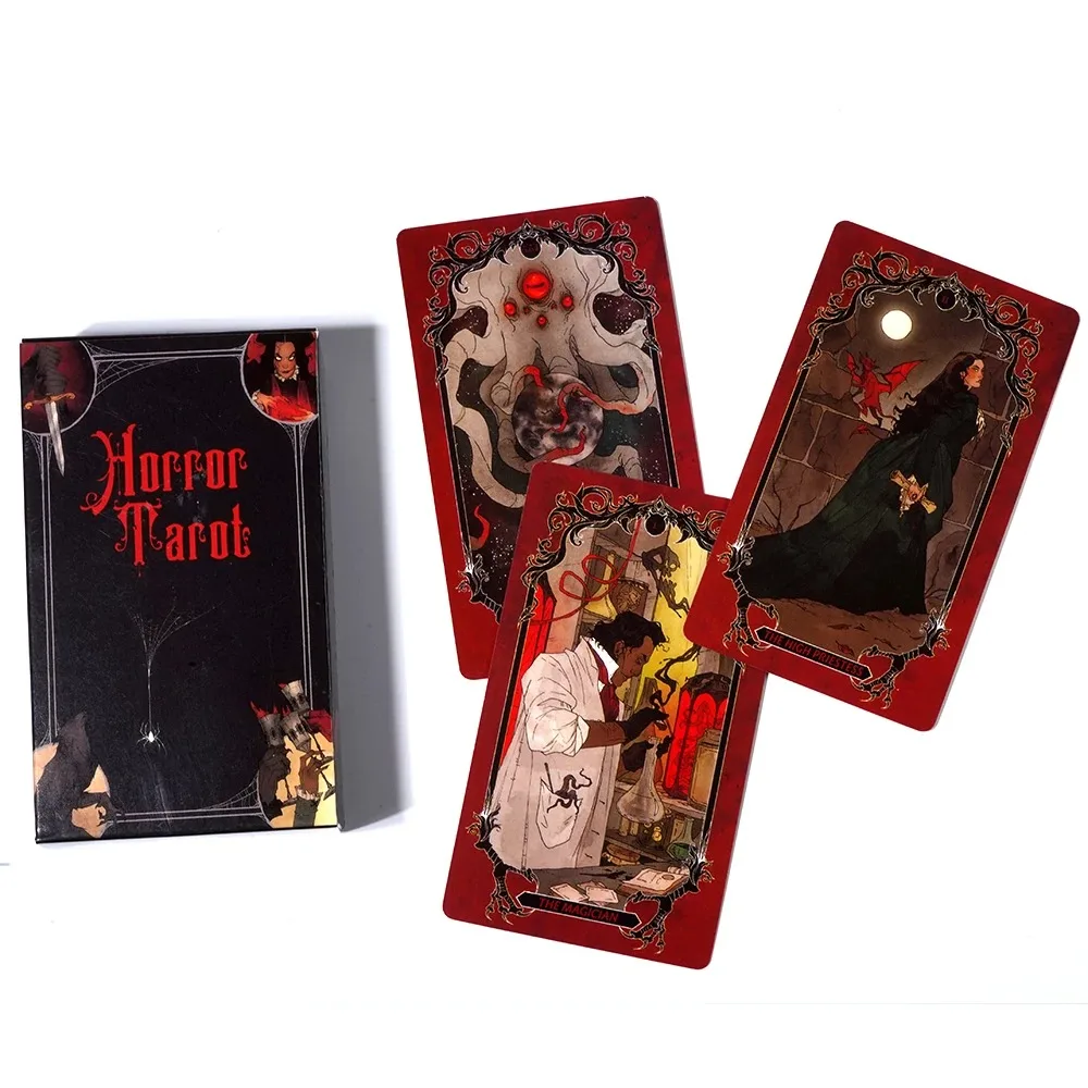 Horor Tarot 78 Kariet Pre Začiatočníkov s ilustráciami inšpirovaný klasické hororové príšery veštenie Hra Veštenie