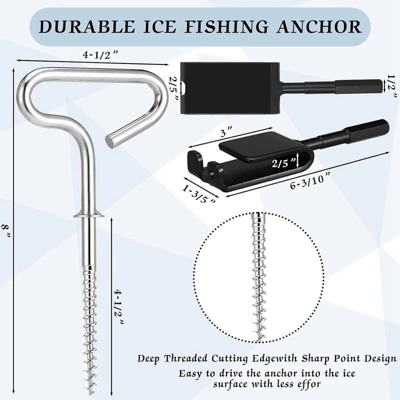 Ice Kotvy Tool Kit Obsahuje Ice Kotvy Vŕtať Adaptér 8 Závitový Kolík Ice Rybársky Prístrešok Vklad Nechtov 2 Vplyv Zásuvky