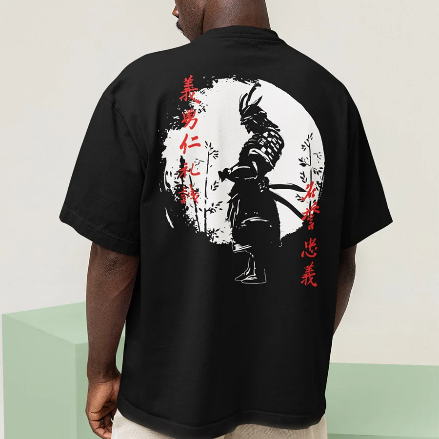 Japonský Štýl Samuraj T Shirt Bushido Oboch Stranách Tlače Street Wear, 100% Bavlna Topy Tee Darčeky pre Mužov Mládež