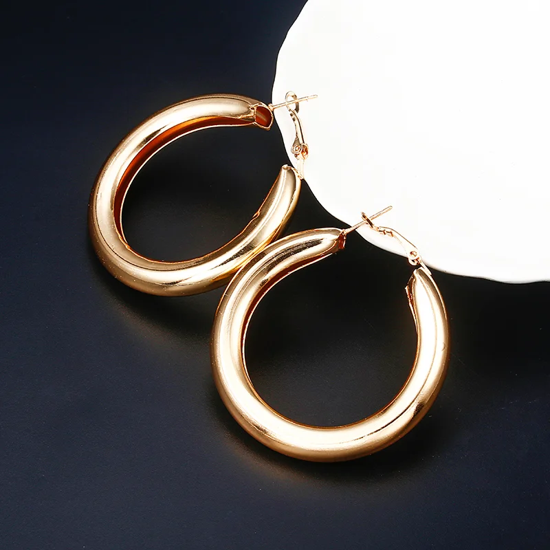 Jednoduchý Moderný Zlato Sliver, Farby, Geometrické Veľké Kolo Kruhu Náušnice Pre Ženy Móda Veľké Duté Drop Náušnice Šperky
