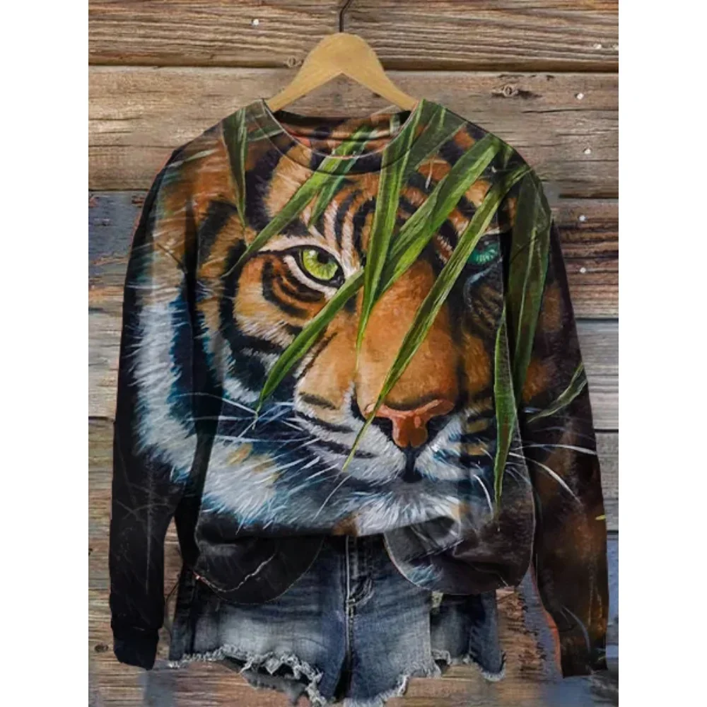 Jeseň Tiger 3D Tlač Dlhý Rukáv Ženy Hoodies Streetwear Ženskej Módy Mikina Pulóvre s Kapucňou, Nadrozmerné Žena Oblečenie