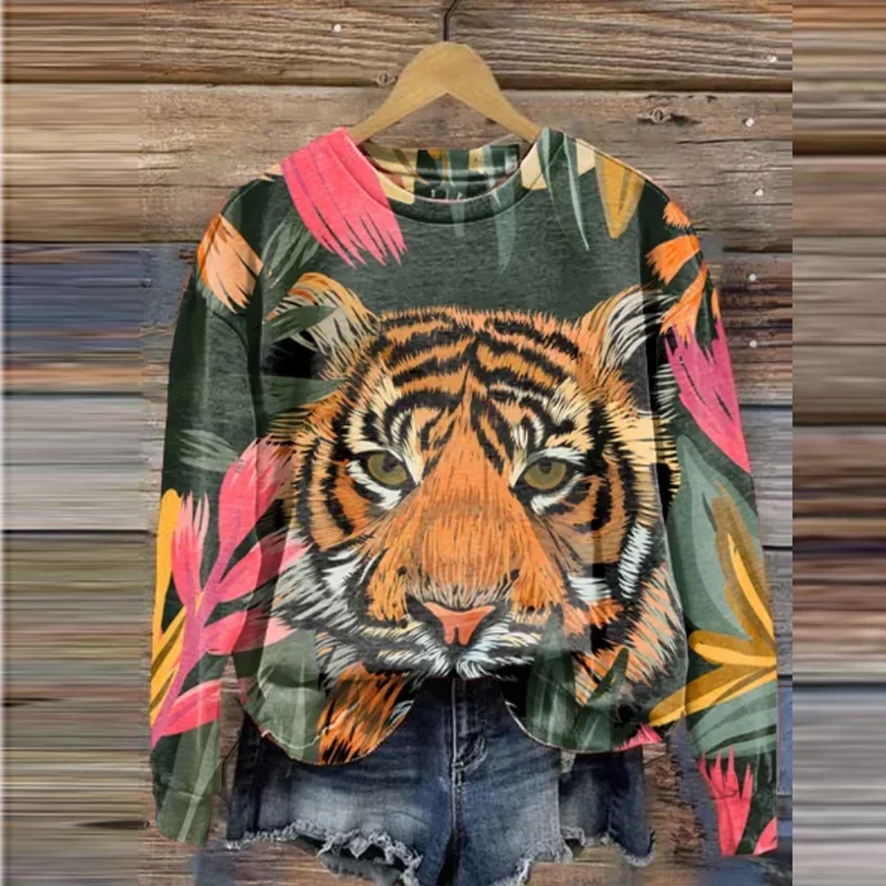 Jeseň Tiger 3D Tlač Dlhý Rukáv Ženy Hoodies Streetwear Ženskej Módy Mikina Pulóvre s Kapucňou, Nadrozmerné Žena Oblečenie