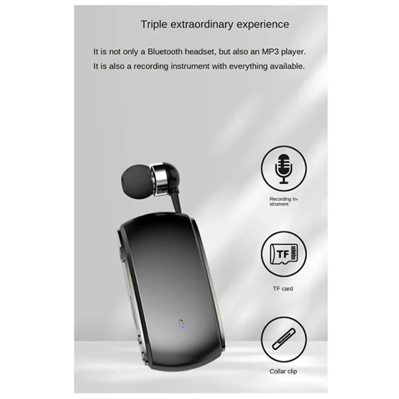 K68 Bluetooth Headset Lavalier Typ Zdvíhateľnej Karty Headset Multi-Funkčný Clip-On Slúchadlá na MP3 Prehrávač Rekordér Trvanlivé