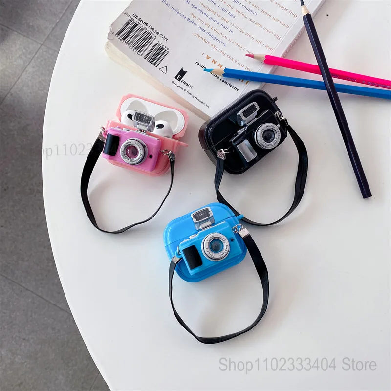 Karikatúra Roztomilý Kamera, Bezdrôtové Bluetooth Slúchadlá puzdro pre Apple AirPods 3 2 1 AirPods Pro Shockproof Slúchadlá Ochranný Kryt