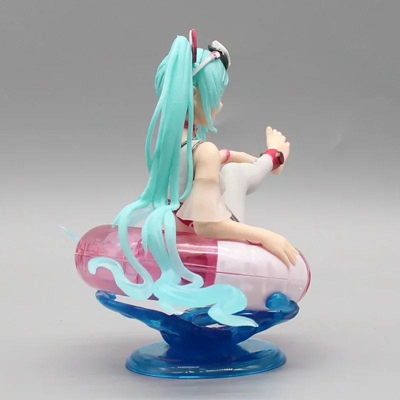 Kawaii Hatsune Miku Obrázok Miku Údaje Plávať Krúžok PVC Socha Anime Figúrka Model Bábiky Zberateľskú Stôl PC Dekor Hračky, Darčekové 11 cm