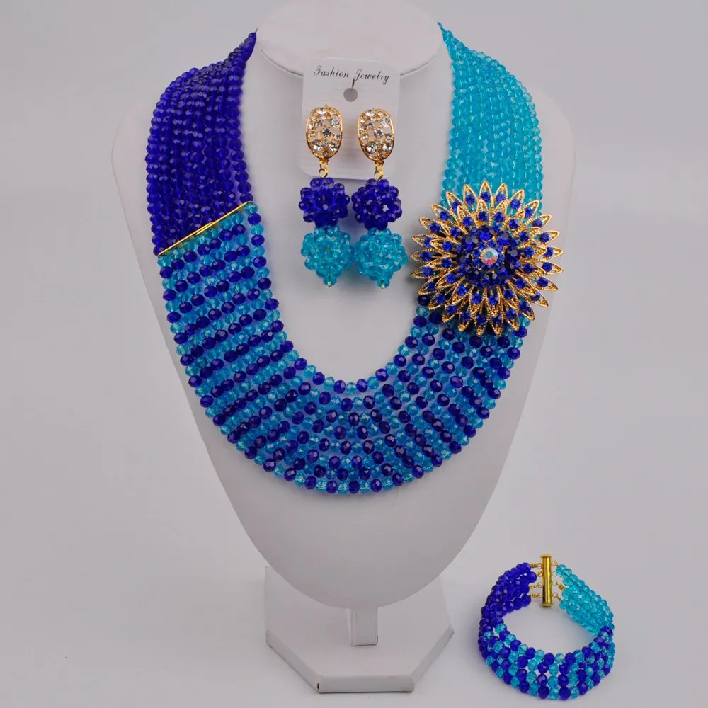 Kráľovská Modrá a Modré Jazero Afriky Korálky Šperky Set Crystal Svadobný Náhrdelník Nevesta Šperky Set