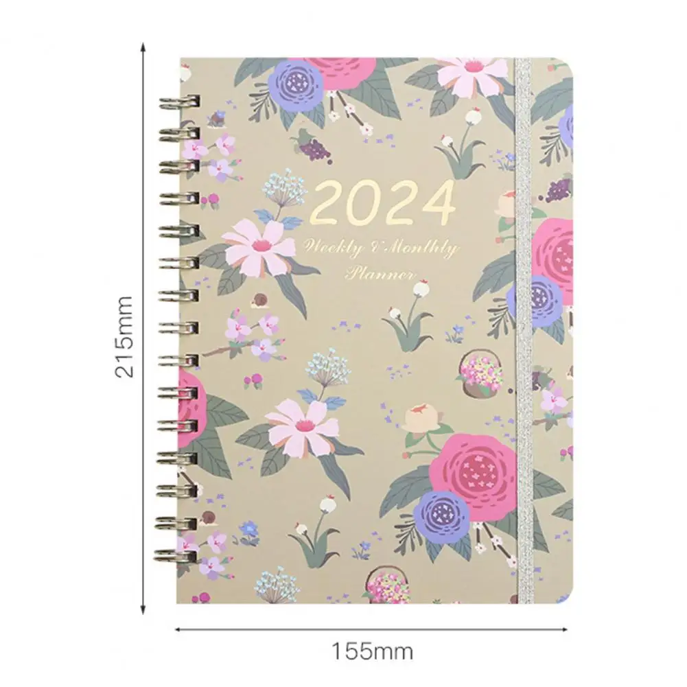 Kvetinový Tlač Mesačný Plánovač Nádherné Spracovanie Plánovač 2024 Prekrásny Kvetinový Tlač Týždenný Mesačný Plánovač Notebook pre Domáce