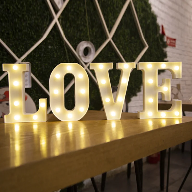 LED List Nočné Svetlo Abeceda Srdce Plastové LED Svetlo pre Svadobné Valentines Day Ornament Narodeninovej Party DIY Dekorácie
