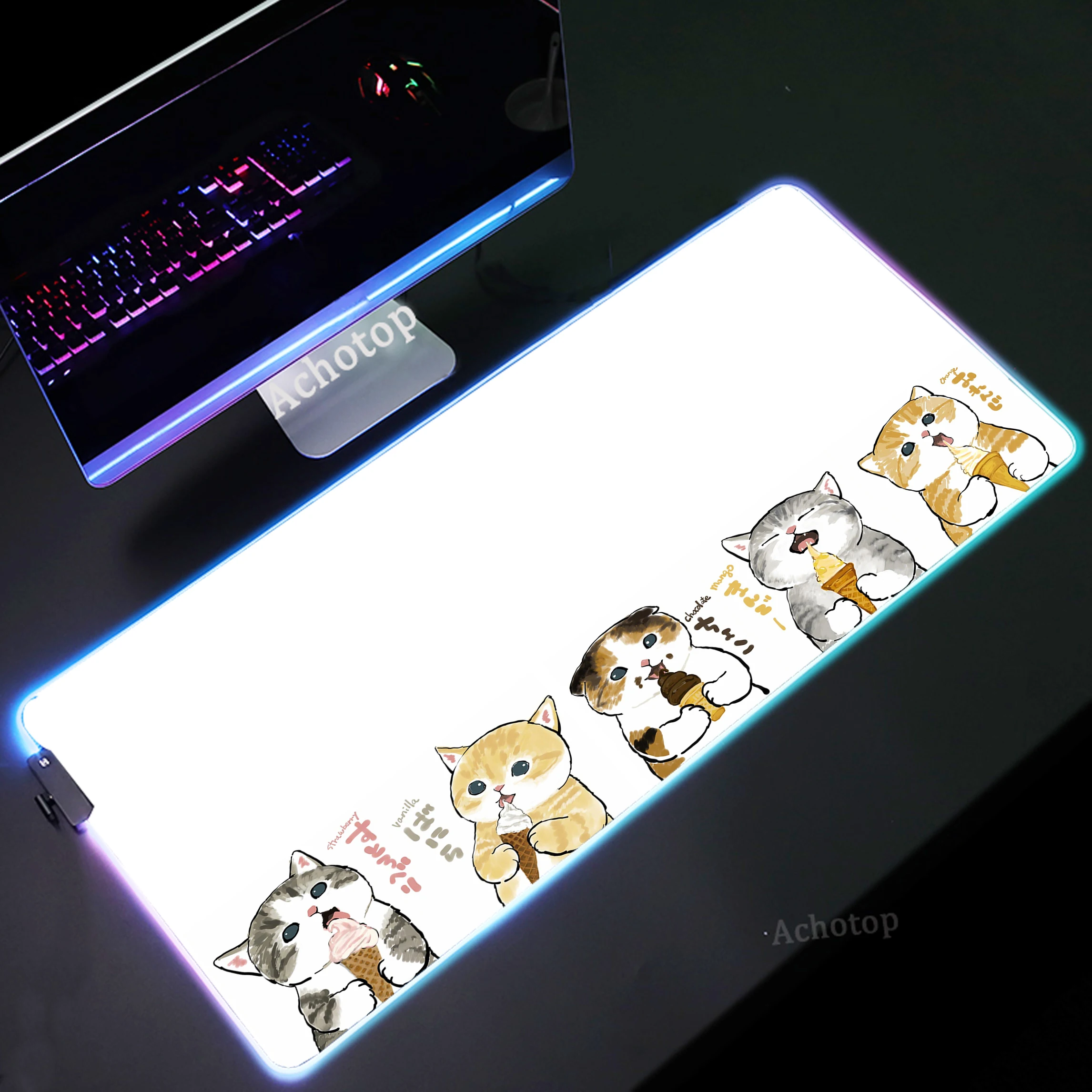 Mačka Podložka pod Myš Herné RGB Mousepad Veľké Rýchlosť Myši, Podložky, PC Gamer Gumy Mousemat LED Podsvietenie Hra Deskmat XXL 900x400mm