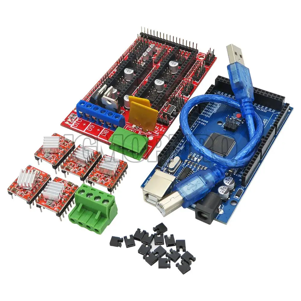 MEGA 2560 R3 CH340+1pcs RAMPY 1.4 Radič+5 ks A4988/DRV8825 Stepper Ovládač Modul+1pcs 12864 Radič Pre 3D Printer Kit
