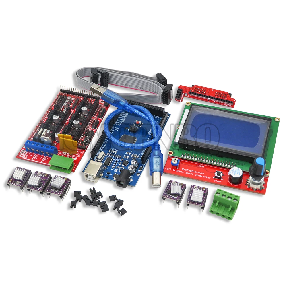 MEGA 2560 R3 CH340+1pcs RAMPY 1.4 Radič+5 ks A4988/DRV8825 Stepper Ovládač Modul+1pcs 12864 Radič Pre 3D Printer Kit