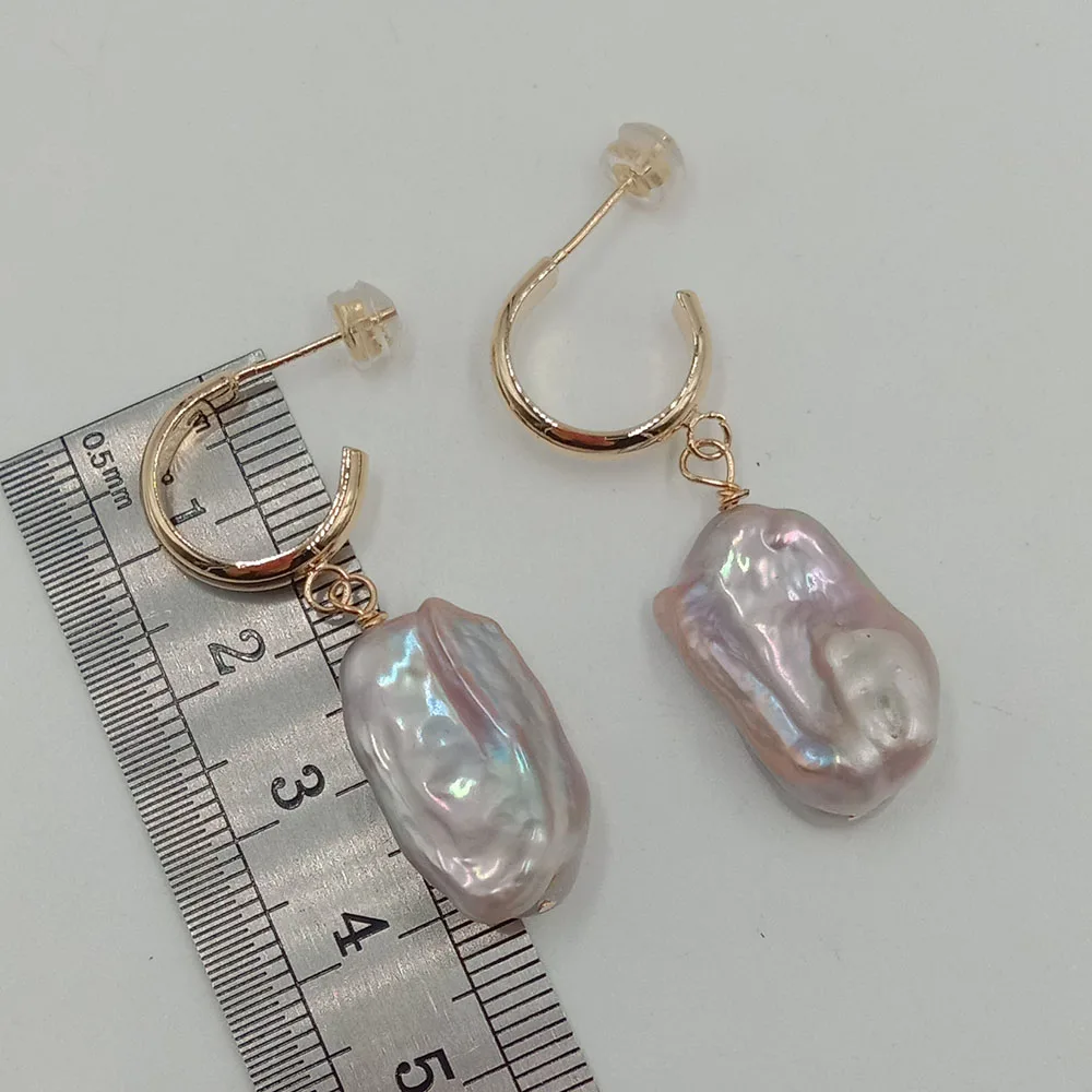 móda reálne PEARL NÁUŠNICE,100% prírody sladkovodné perly,AA veľká baroková perla 13x20 mm,strieborný háčik 925