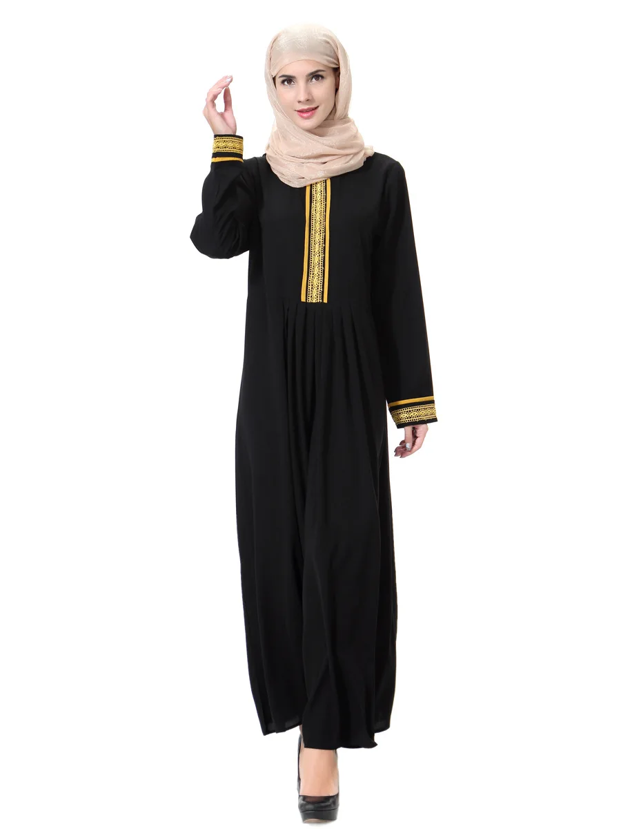 Na blízkom Východe Arabských žien nové Moslimské oblečenie Türkiye šaty bielizeň čierna výšivka ABAYA