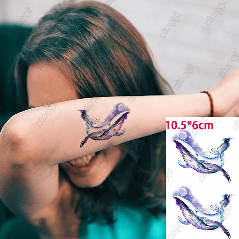 Nepremokavé Dočasné Tetovanie Nálepky Cartoon Zvierat Modrá Veľryba Dolphin Dinosaura Body Art Flash Tetovanie Falošné Tatto Ženy Muži Ladys