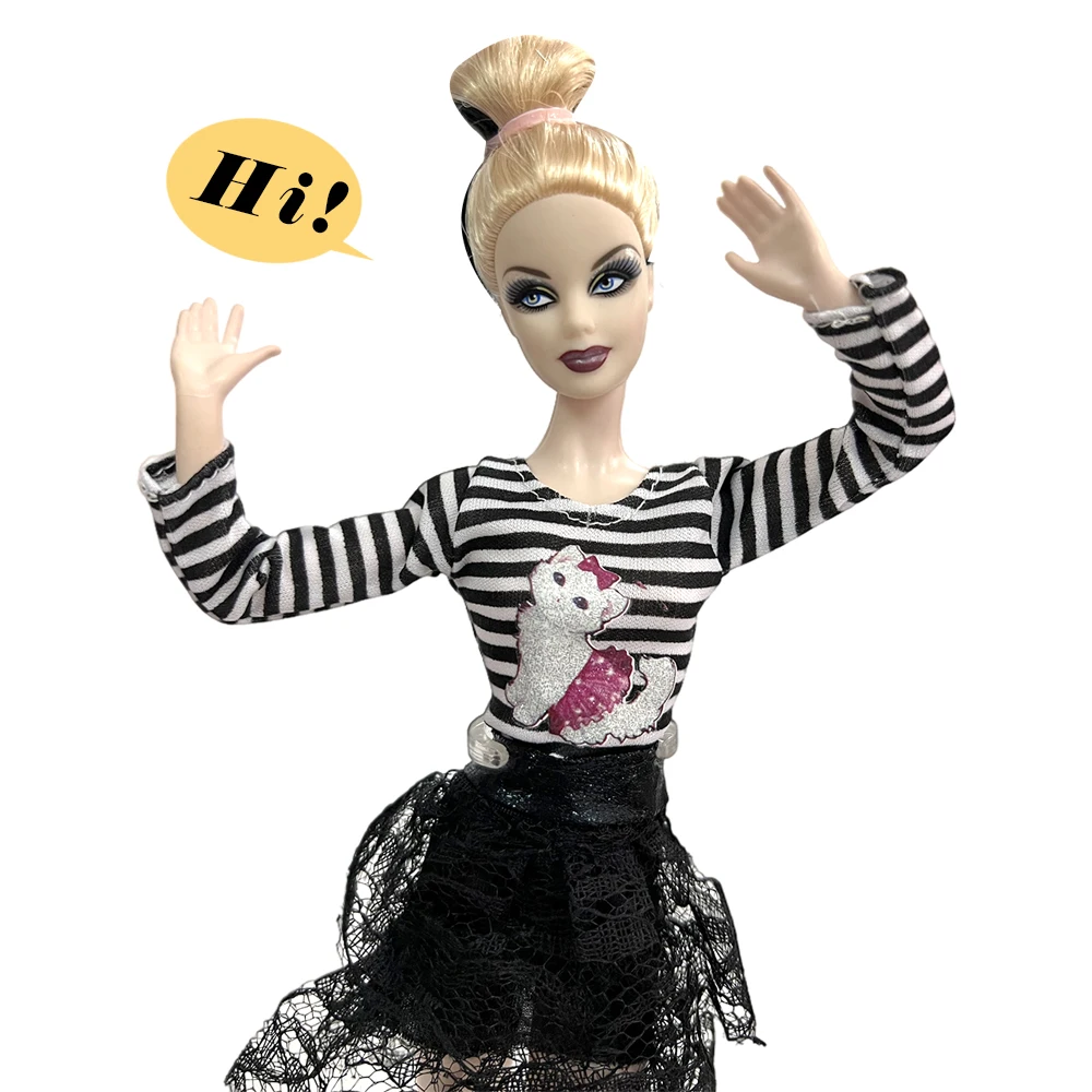 NK 1 Ks Módne Mini Šaty Čiernej Čipky Sukne Roztomilý Vzor Tričko Oblečenie, Oblečenie pre Bábiku Barbie Girl domček pre bábiky Hračky Príslušenstvo
