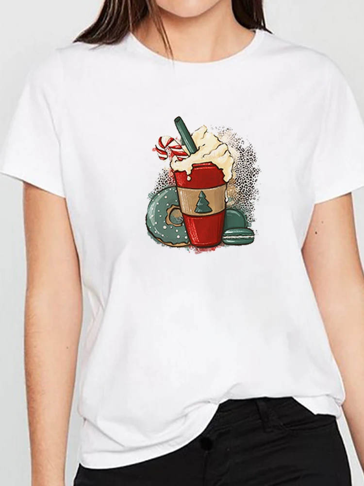 Nové Módne Veselé Vianoce Cute Santa Sobov Ženy Tričko Tlačené Karikatúra Tričko Žena Tričko Nový Rok T-Shirts Grafické Tees