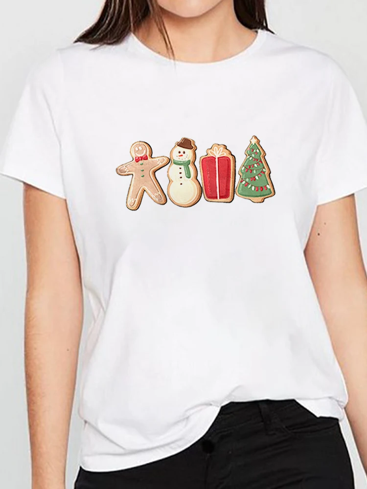 Nové Módne Veselé Vianoce Cute Santa Sobov Ženy Tričko Tlačené Karikatúra Tričko Žena Tričko Nový Rok T-Shirts Grafické Tees