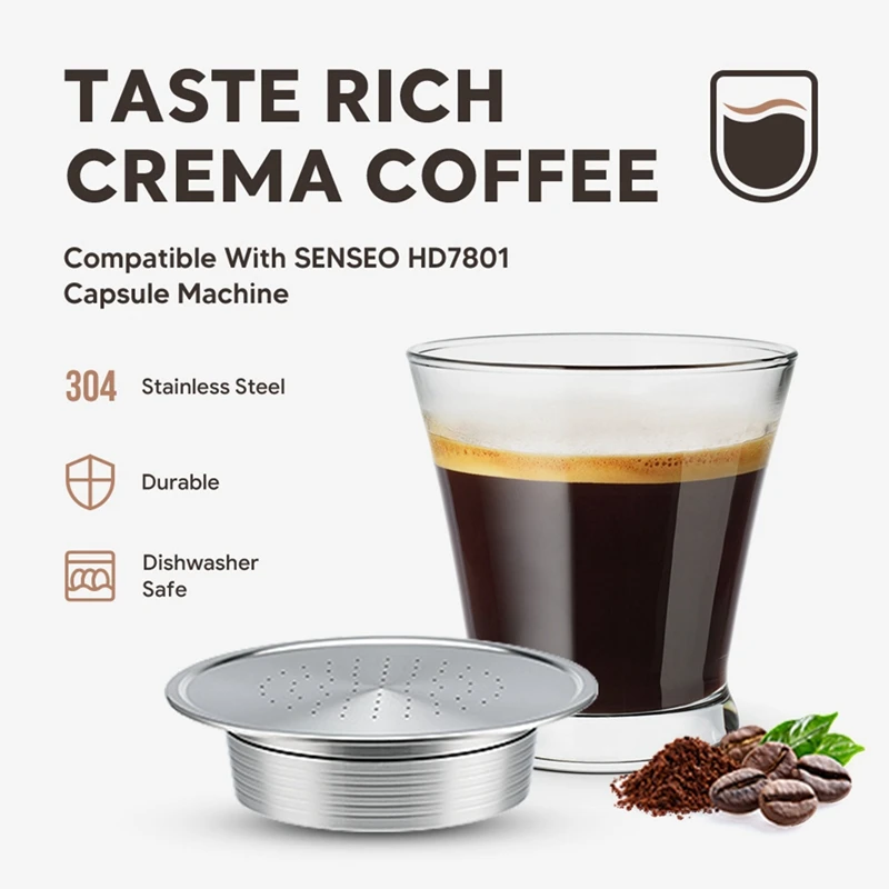 Opakovane Kávové Kapsule+Nerezová Lyžička Pre Senseo HD7801 Kávové Kapsule Stroj Naplniteľné Struky Espresso Maker