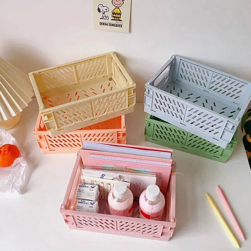 Plastové Skladacie Úložný Box Skladací Úložný Kôš Skladovanie Organizátor Študent Ploche Organizovanie Koše Na Kancelárske Potreby Hračky