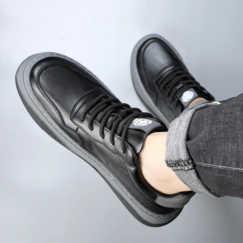 Podnikanie mužov Originálne Kožené Topánky Mäkké Oxford Topánky Pohodlné členkové Topánky Pohodlie Jeseň Pevné Čierne Biele Pánske Tenisky