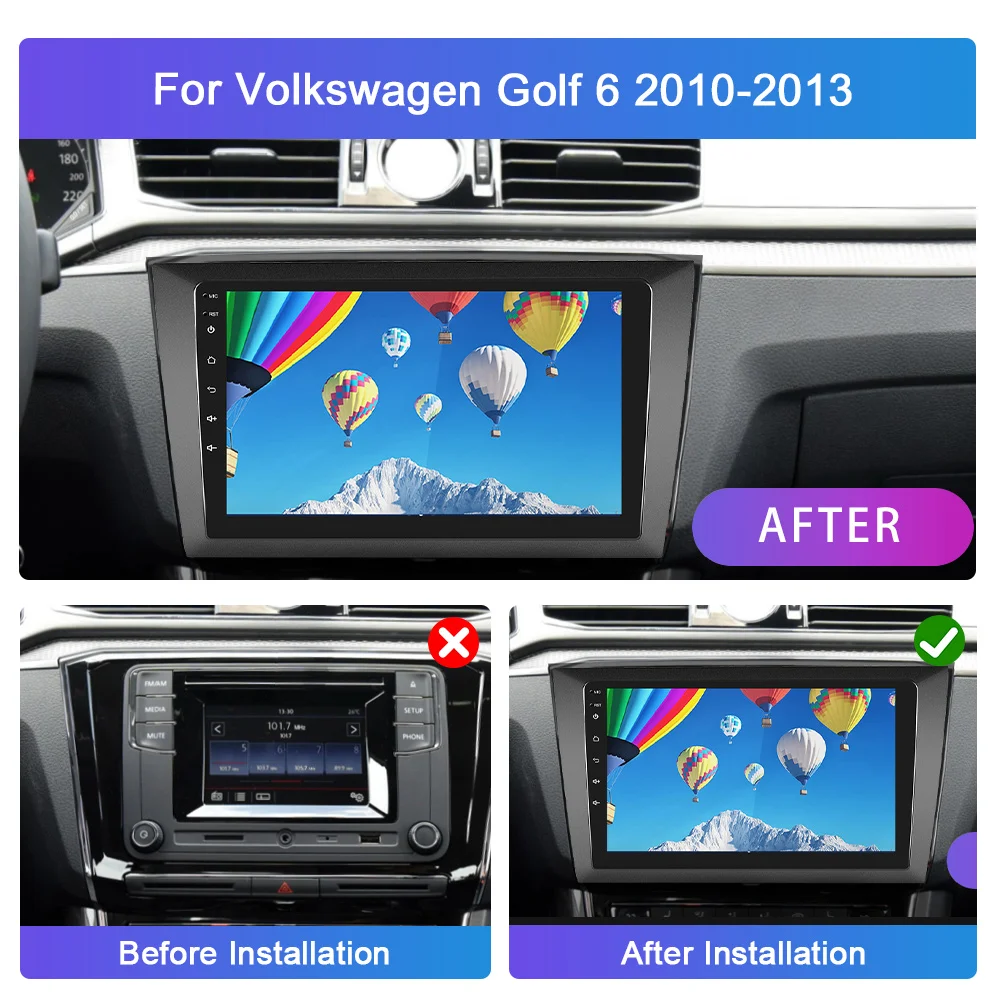 Podofo Android Carplay autorádia Pre Volkswagen Golf 6 2010-2013 2din Multimediálny Prehrávač Videa Autoradio s GPS Navigácie DSP 4G