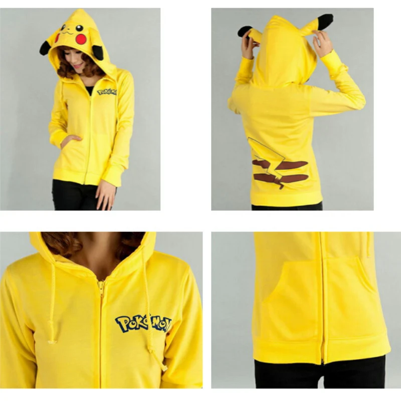 Pokémon Pikachu Mikina S Kapucňou, Komiksu, Anime Cosplay Party Šaty Bunda Ženy Dlhý Rukáv Zips S Kapucňou Kabát Roztomilý Oblečenie Nové