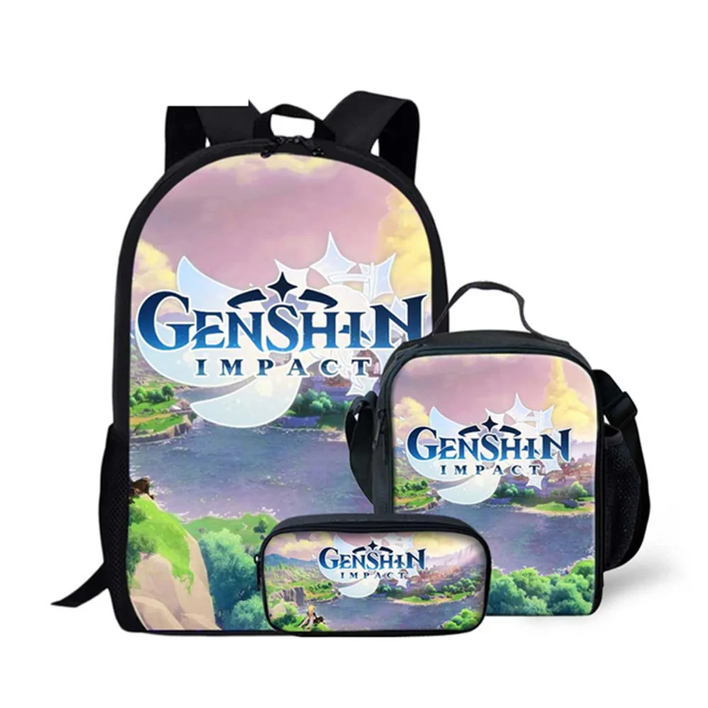 Populárne Mladistvý Zábavné Genshin Vplyv 3D Tlač 3ks/Set Študentské Cestovné tašky Notebook Daypack Batoh Obed Taška peračník