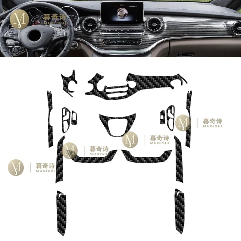 Pre Mercedes Benz W639 Triedy-V 2021-2023Car interiéru karbónová Fólia 5D PET Center konzoly Proti poškriabaniu odolať film Accessorie