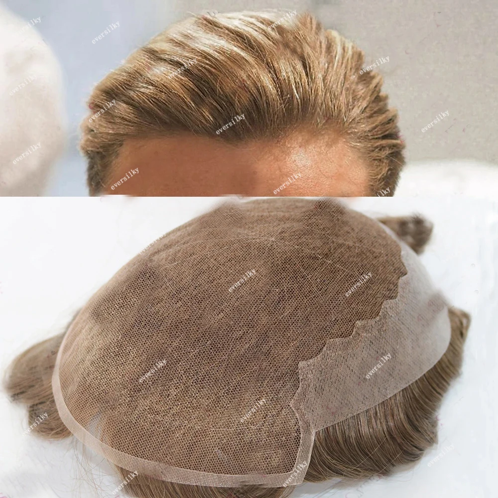 Prírodná Vlasová Hnedé Blondína Super Odolné O6 Mužov Toupee Priedušná Švajčiarskej Čipky Dopredu Muž Parochne Ľudské Vlasy Protéza Hairpiece