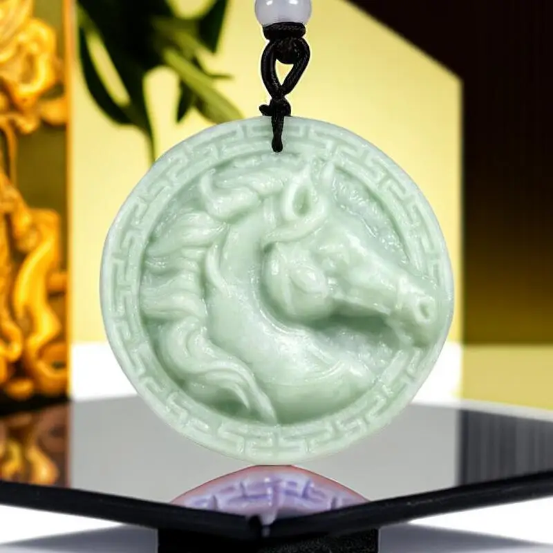 Prírodné Skutočné Jade Kôň Prívesok Náhrdelník Luxusné Vyrezávané Šperky, Darčeky pre Ženy, Mužov Vintage Doplnky Kúzlo Čínsky Talizmany