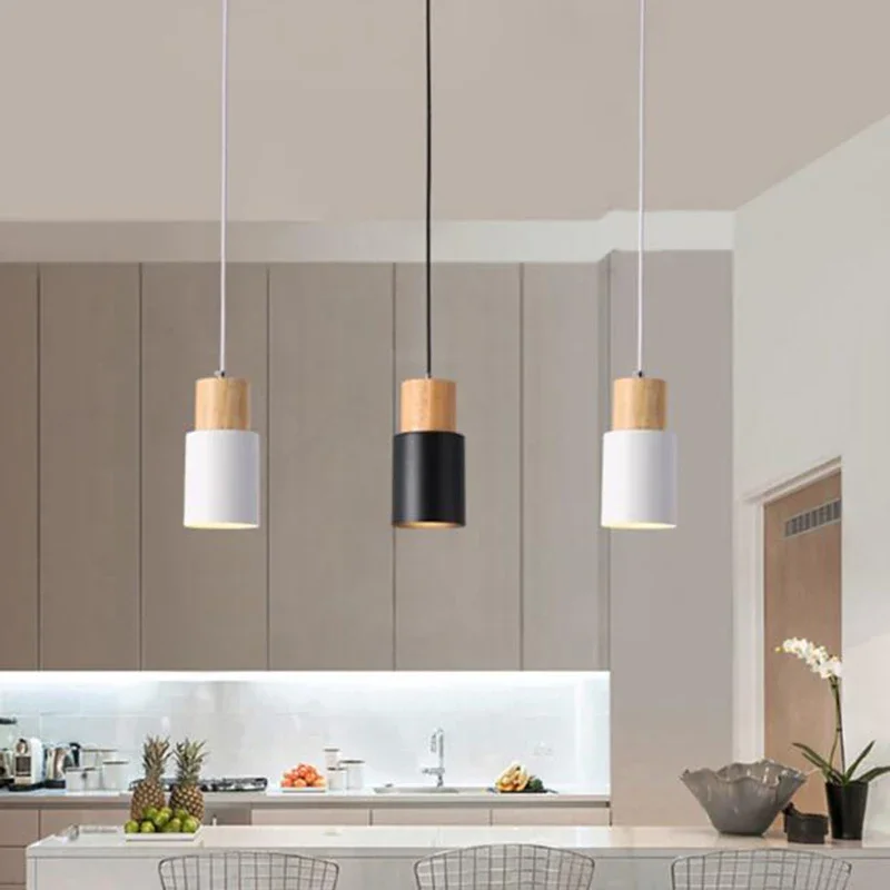 Prívesok Lampa Moderného Nordic Drevené Spálňa Posteli Kuchyne, Chodby, Závesné Svetlo, Bar Loft Reštaurácia LED Luster Lesk