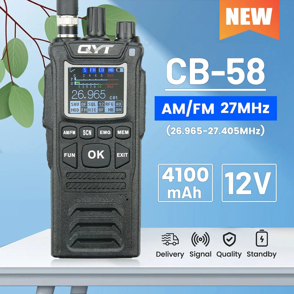 QYT Rádio CB CB-58 27 mhz 26.965-27.405 MHz 40 Kanálov AM/FM Občan Kapela CB58 4W Ručné Walkie Talkie S 4000mAh