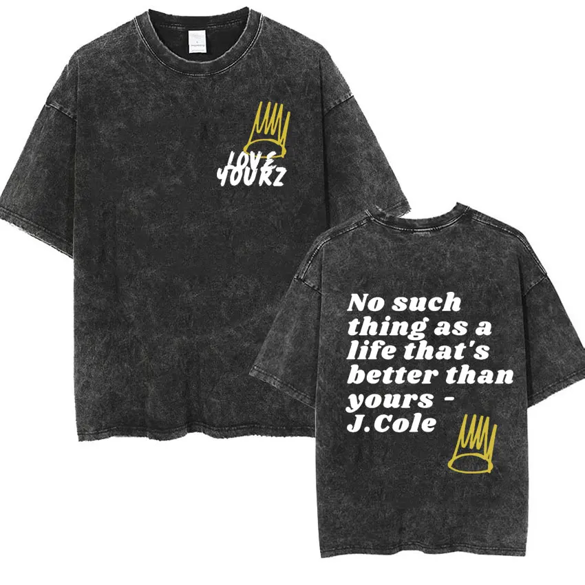 Rapper J Cole Dreamville Láska Yourz Texty Print T Shirt pánske Vintage Umyté Hip Hop T-shirt Mužskej Módy Voľné Tees Streetwear