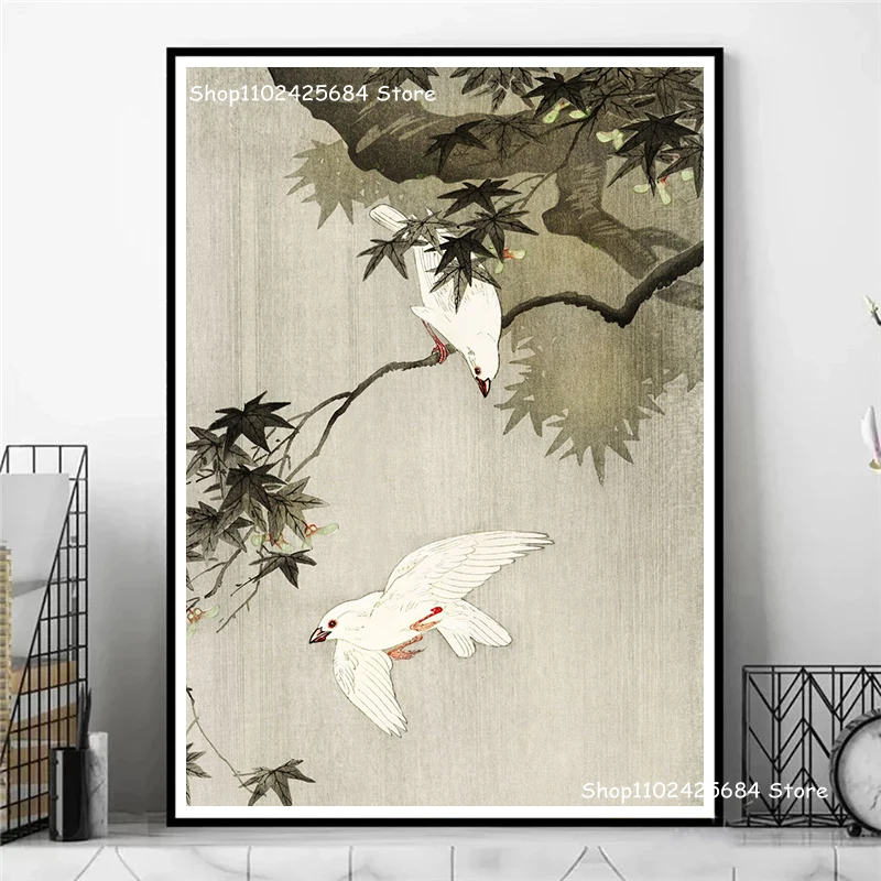 Retro Čínskej Tradičnej Atrament Maliarske Umenie Plagátu Vtákov a Stromov Plátno Tlač Maľovanie Retro Wall Art Domáce Dekorácie Maľovanie