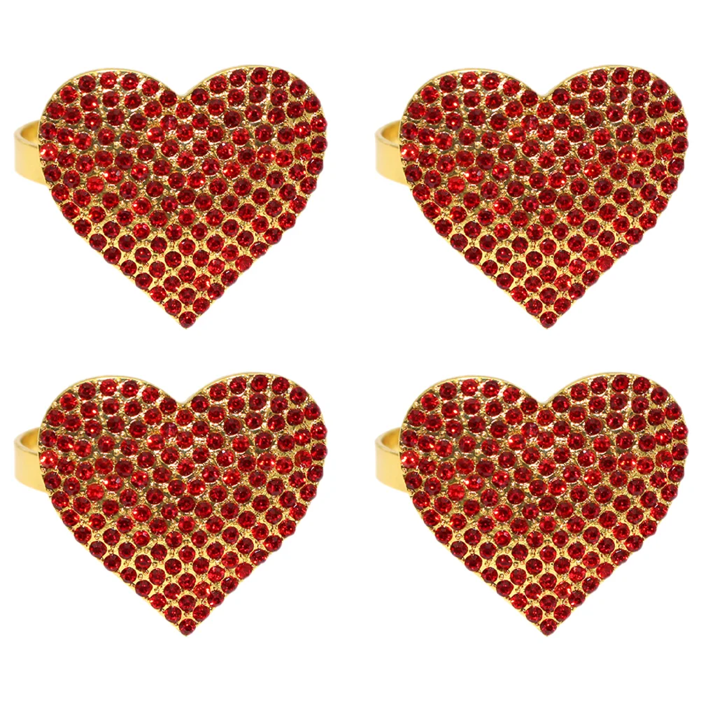 Romantické Srdce Krúžky na obrúsky Valentína Svadobný deň Vďakyvzdania Narodeninovej Party Tabuľka Dekor Kamienkami Obrúsok Držiteľ