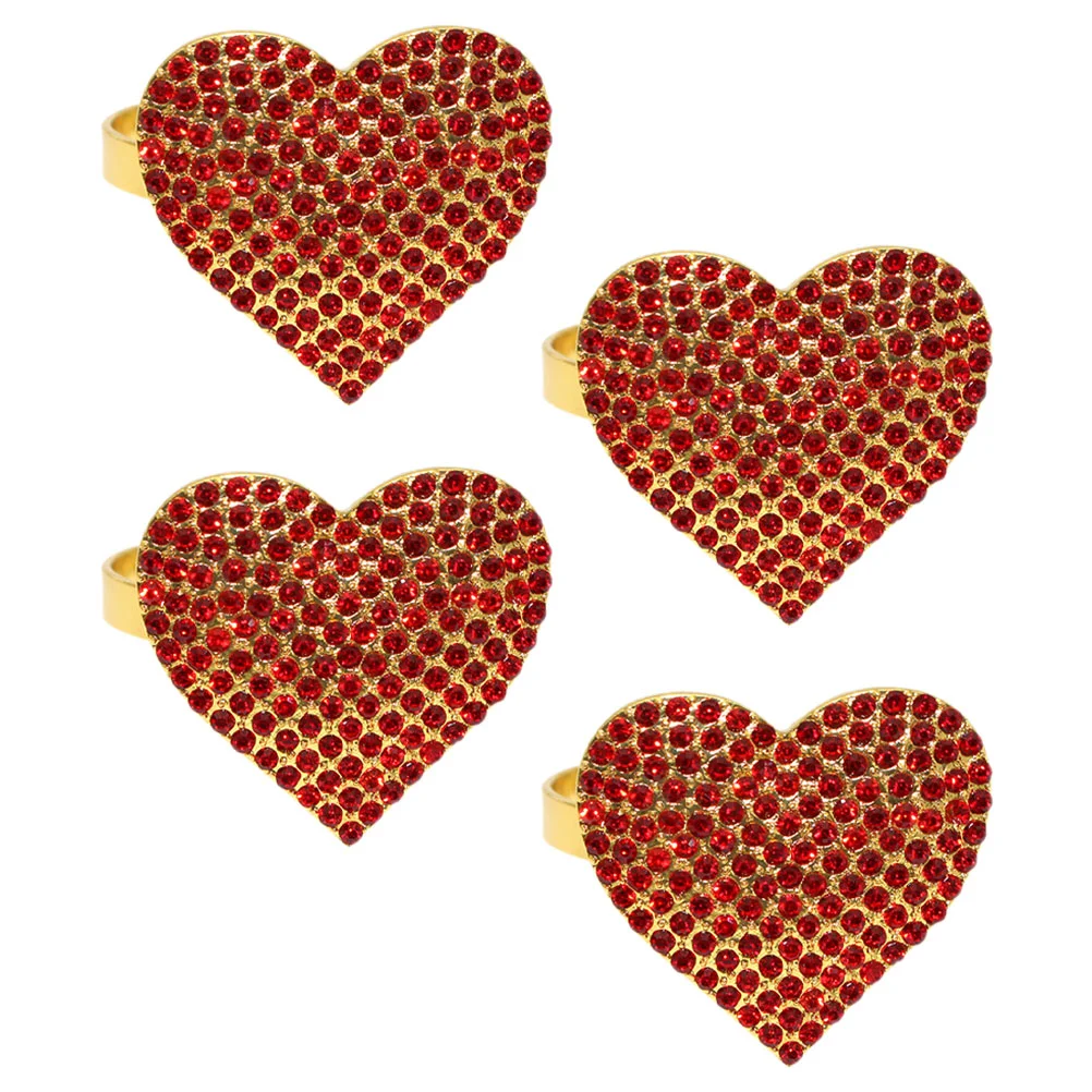 Romantické Srdce Krúžky na obrúsky Valentína Svadobný deň Vďakyvzdania Narodeninovej Party Tabuľka Dekor Kamienkami Obrúsok Držiteľ
