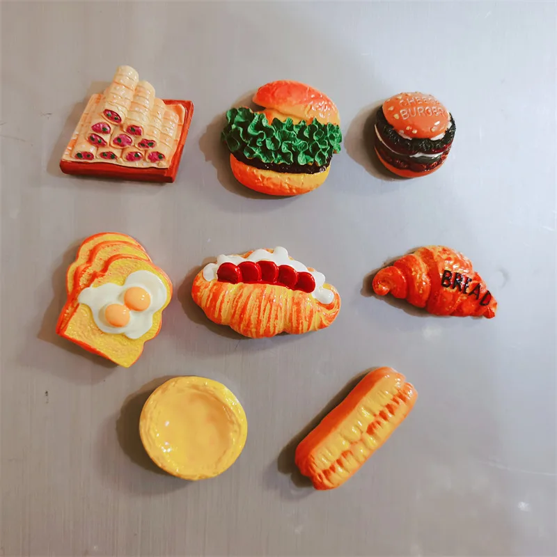Simulácia Potravín Živice Magnety na Chladničku Simulované Chlieb Hamburger Magnetické Magnety na Chladničku Dekor Tabuľa Nálepky