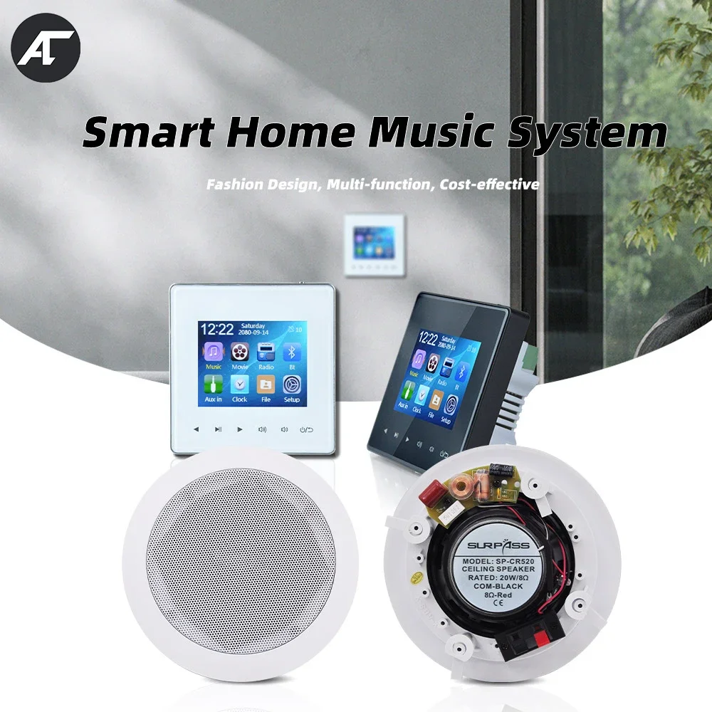 Smart Home Theater Sound Systém Mini Bluetooth Stenu Zosilňovač s 20W Výkonné HiFi Stereofónne Stropné Reproduktory pre Reštaurácia, Hostinec