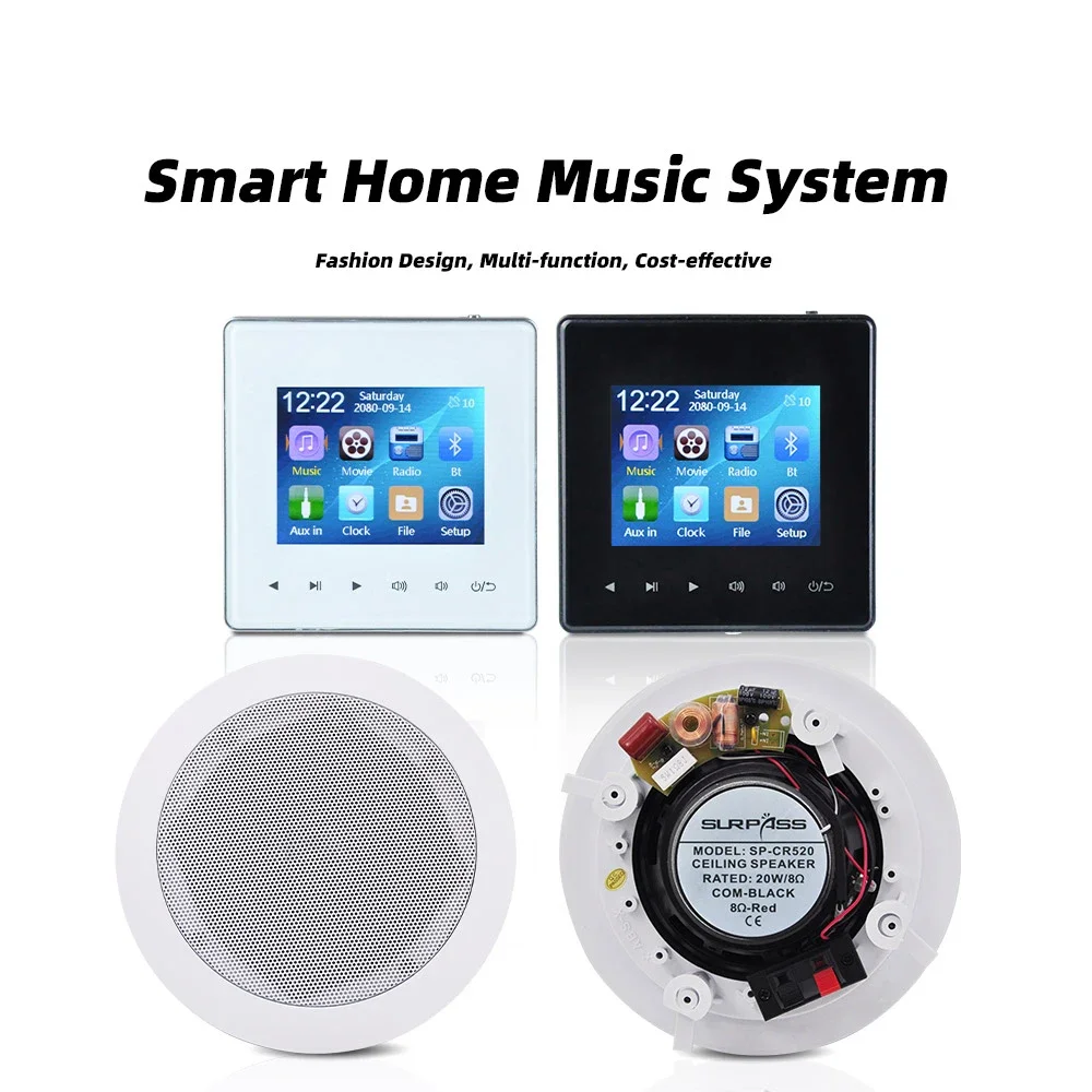 Smart Home Theater Sound Systém Mini Bluetooth Stenu Zosilňovač s 20W Výkonné HiFi Stereofónne Stropné Reproduktory pre Reštaurácia, Hostinec